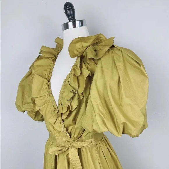 Ulla Johnson Maud Mustard Puff Sleeve Dress 8 - Picture 7 of 10